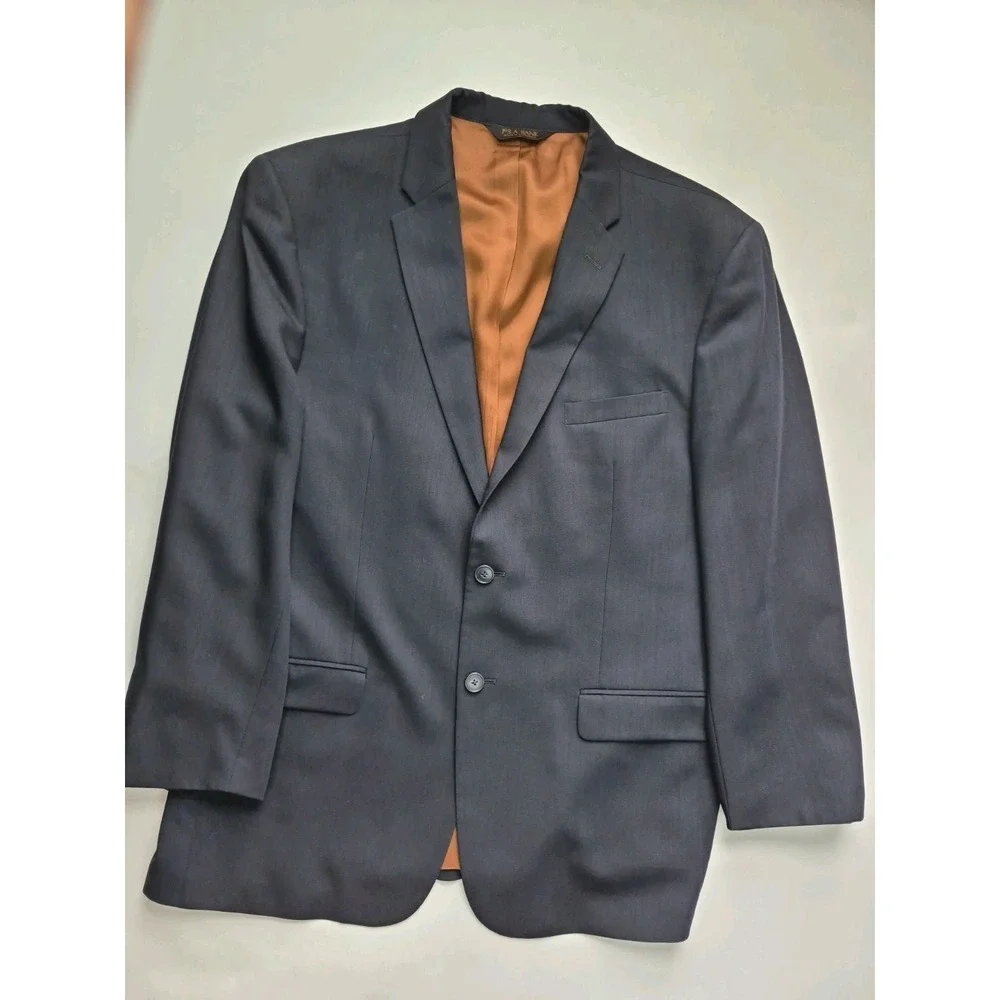 Jos A Bank Joseph Mens Slim Fit Wool Sports Coat 42L Navy 2 Button F701